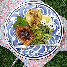 Lemon Roasted Chicken with Asparagus & Mash